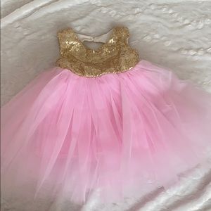 Pink and gold tutu dress